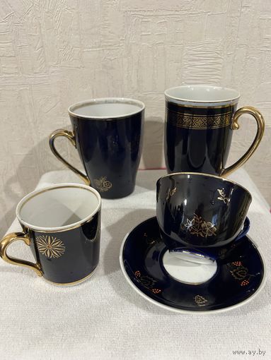 Чашки Кружки Бокалы Подставка Набор Посуда Подарки Фарфор Керамика Цветы Бирюзовые