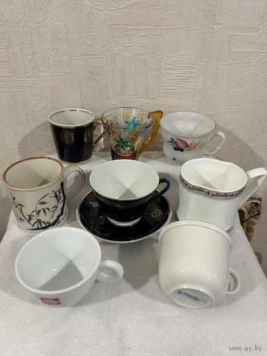 Чашки Кружки Бокалы Подставка Набор Посуда Подарки Фарфор Керамика Цветы Бирюзовые