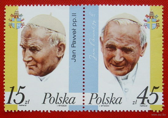 Польша. Иоан Павел II ( Сцепка ) 1987 года.