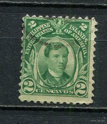Американские колонии - Филиппины - 1917/1931 - Хосе Рисаль 2С - [Mi.275Ac] - 1 марка. Гашеная.  (Лот 8Js)-T25P1