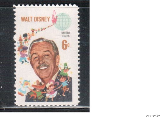 США-1968, (Мих.963),  *  ,  Личности, Дисней (одиночка)