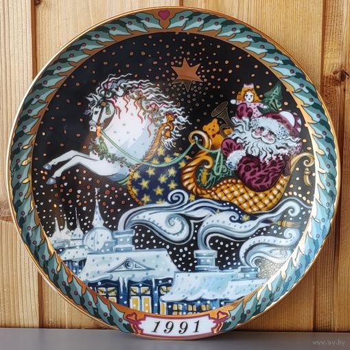 Тарелка декоративная из серии "Коллекция Санта Клауса", "Путешествие", 1991 год. Дания