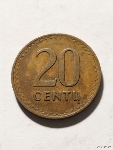 Литва 20 центов 1991