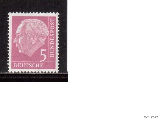 Германия(ФРГ)-1954,(Мих.179xwR) , ** , Стандарт, Личности(с номером с обр. стороны)