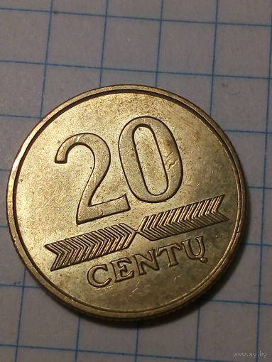 20 центов Литва 2008 год