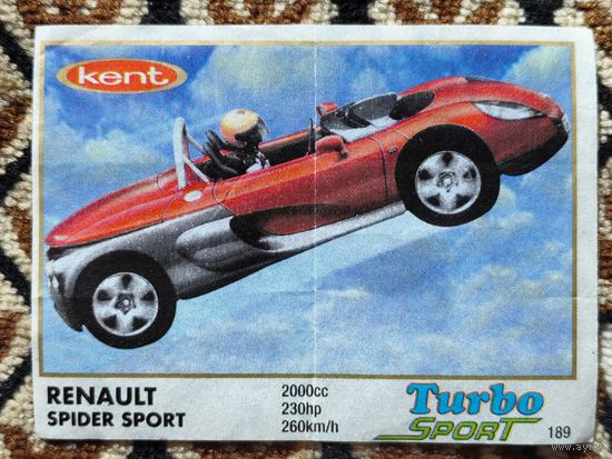 Вкладыш Turbo (Турбо) Sport (серия 141-210, Спорт), номер 189, Renault Spider Sport. #1. Возможен небольшой торг.