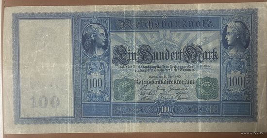 Банкнота 100 марок 1910 год.  печать. Германская империя