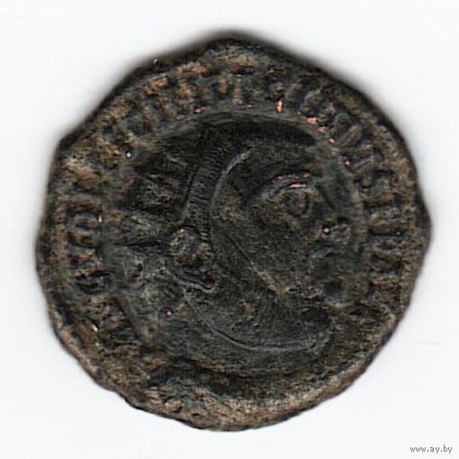 Римская Империя Фоллис  Лициний 308-324 г. н.э. ЛС - Бюст императора в лучевой короне вправо. ОС - Юпитер со статуэткой Ники в руке