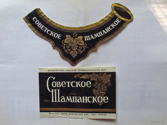 06-752 Этикетка Советское шампанское сухое Минск 1989