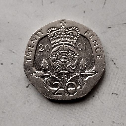 20 пенсов 2001 года Великобритания. Королева Елизавета 2. Достойный сохран!