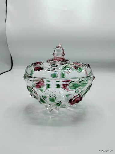 Ваза на ножках с крышкой. Mikasa Rose Garden,Германия.