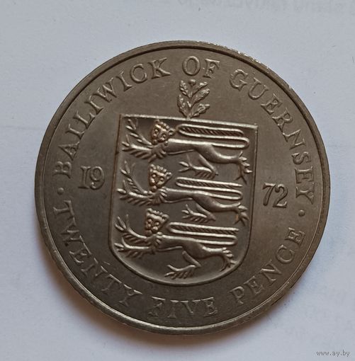 25 пенсов Гернси 1972 серебряная свадьба