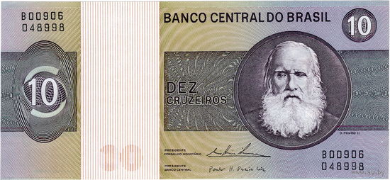 Бразилия, 10 крузейро, 1970-80 г.г., P-193c, UNC