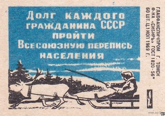 Спичечные этикетки ф.Сибирь.Перепись населения