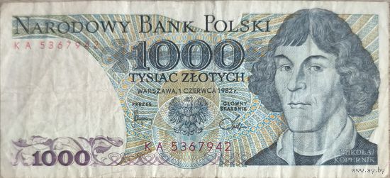 Польша 1000 злотых 1982 г.