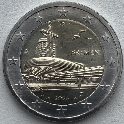 Германия 2 евро 2026 г. Бремен, музей климатических зон