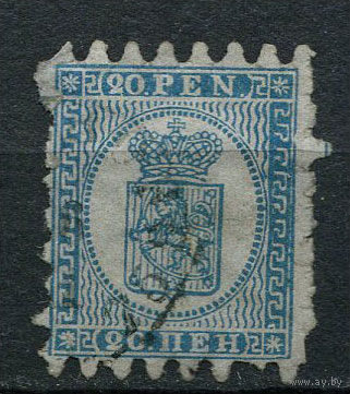 Великое княжество Финляндское (Российская Империя) - 1866/1874 - Герб с короной 20П - [Mi.8b] - 1 марка. Гашеная.  (Лот 41AA)
