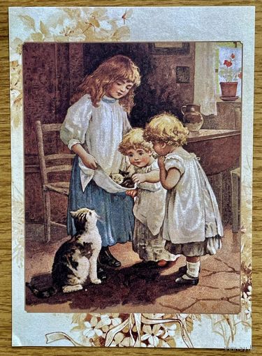 Репринт.Открытка для посткроссинга 10,5 х 14,8 см "Далёкое детство"издателя начала 20 века Эрнеста Нистера