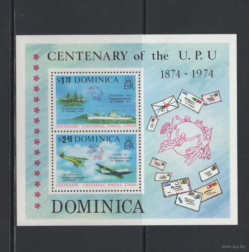 Почта Доминика 1974 100-летие Всемирного почтового союза ВПС/UPU, Почтовый транспорт