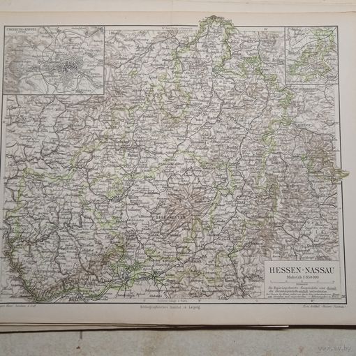 HESSEN-NASSAU Карта. Литография Германия. Гравюра середина 19века 30x24см. РАСПРОДАЖА КОЛЛЕКЦИИ.
