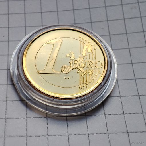 1 евро Германии 2002 F. В позолоте в пруфе в капсуле.
